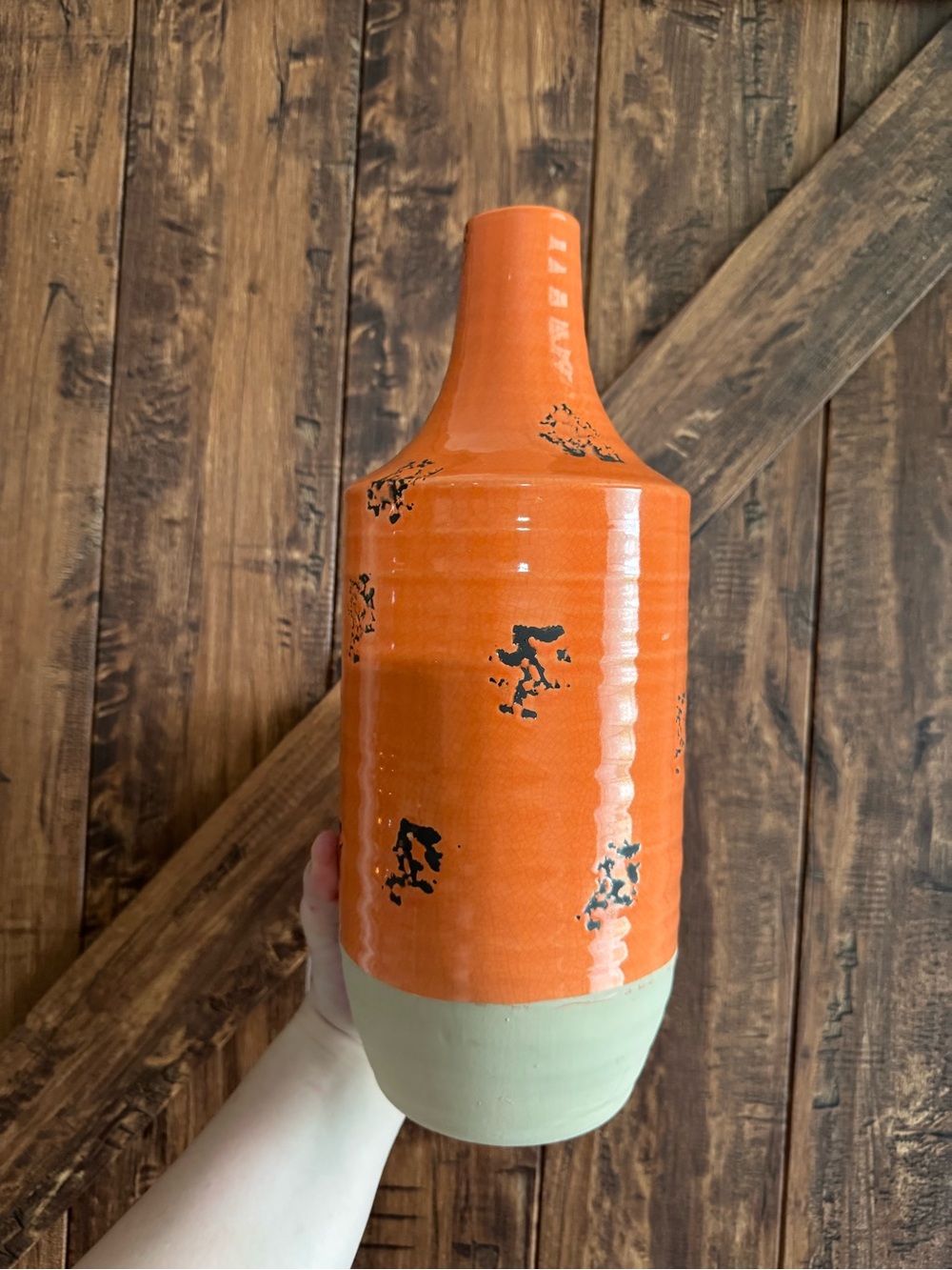 Orange Ceramic Decorative Vase